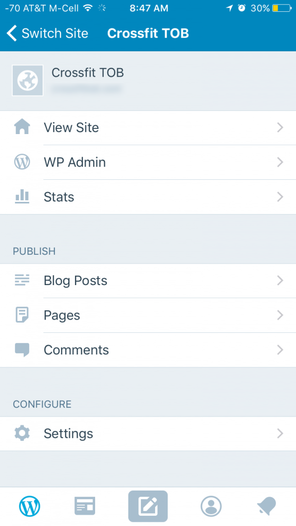 WordPress App Dashboard